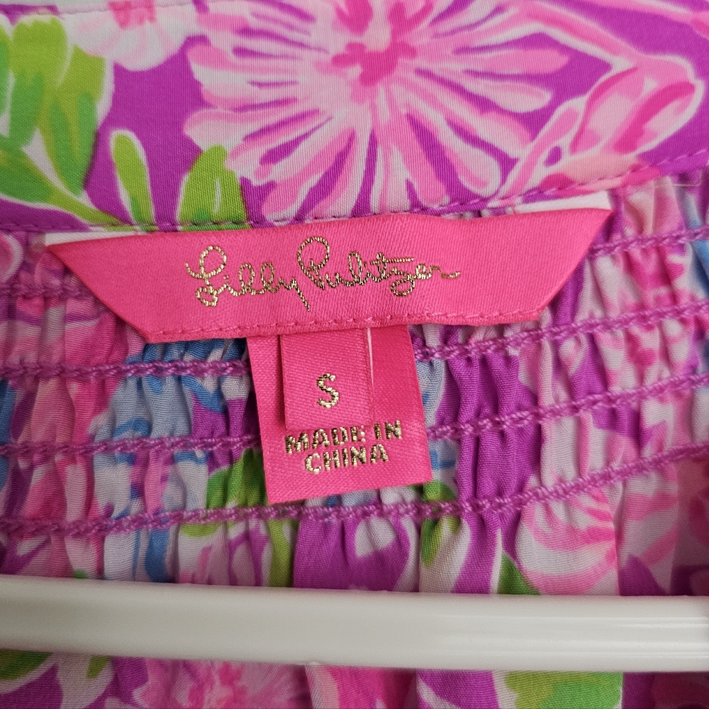 NWOT Lily Pulitzer Silk Pink Floral Blouse - Picture 8 of 10
